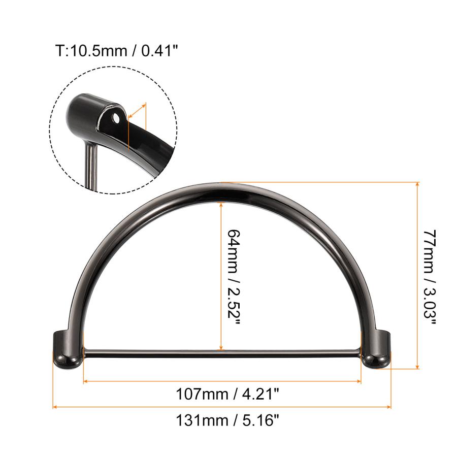 uxcell 半円財布ハンドルフレーム 131 mm 金属製財布ハンドル ハンドバッグハンドルの交換 財布作りDIYクラフト用 ダークグレー 2個｜soten｜03