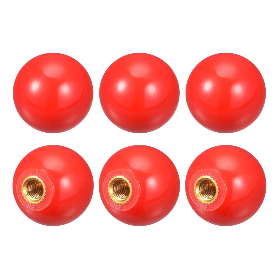 uxcell ネジ付きボールノブM5メスねじ 熱硬化性樹脂ボールノブ 20mm直径 ラウンド操作ボールハンドル 銅インサート付き レッド 6個 a22090400ux0183ソウテン