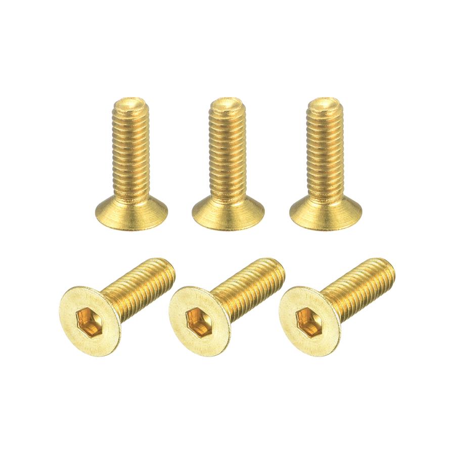 uxcell 皿頭六角穴付ボルト 内六角ドライブファスナーボルト 真鍮 M3-0.5 x 10 mm 6個 : ソウテン - 通販 ...