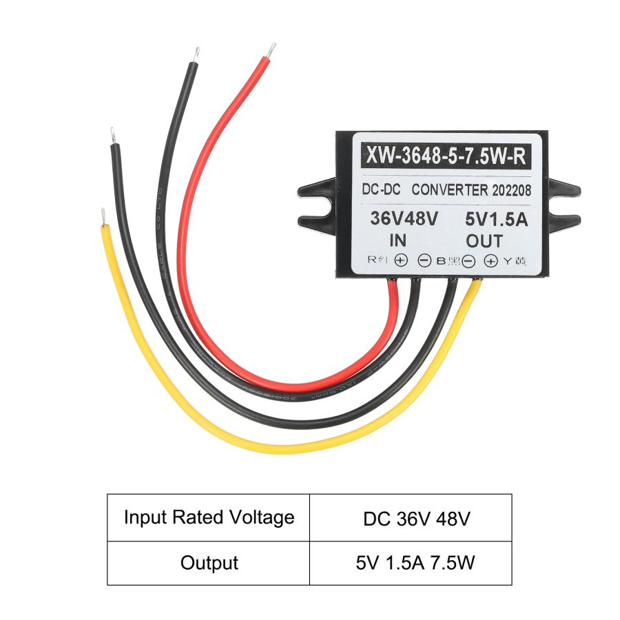 PATIKIL DC 36V 48V-DC 5V 1.5A 7.5W 電力変換器レギュレータ プラスチックシェル LEDソーラーシステム用｜soten｜04