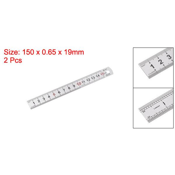 uxcell ステンレス定規 15 cm メタル定規 19 mm幅 インチとメートル