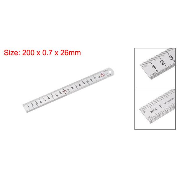 uxcell ステンレス定規 20 cm メタル定規 26 mm幅 インチとメートル