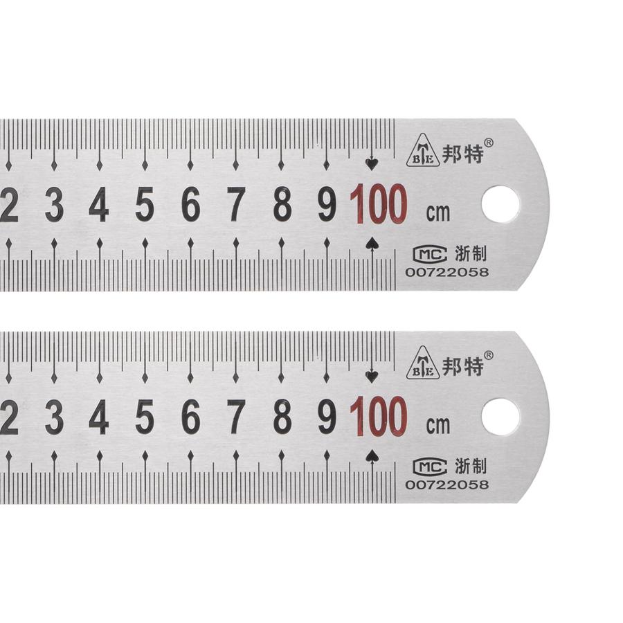 uxcell ステンレス定規 100 cm メタル定規 38 mm幅 インチとメートル