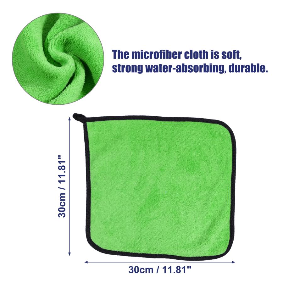 uxcell 車の乾燥タオル マイクロ繊維 高吸収性 車の乾燥布 窓ガラス用洗剤 30 x 30 cm 600GSM グレー グリーン 3個｜soten｜04