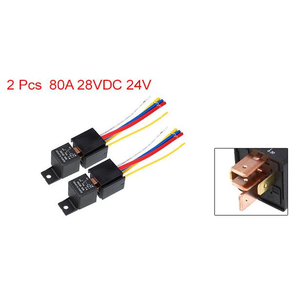 2 Relais Voiture 4 Broches 24V 80A - Modèle JD2912-1H-24VDC, Type SPST - Pour Klaxon, Ventilateurs, Solénoïdes - 8