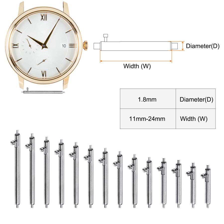 uxcell クイックリリースバネバー 1.8 mm直径 24 mm幅 ステンレス鋼 ウォッチピン 時計バンドストラップ用 4個｜soten｜03
