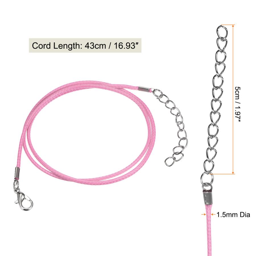 uxcell ワックスネックレスコードバルク　クラスプ付きネックレスストリングロープ　43cm長さ　1.5mm直径　ピンク　10個｜soten｜03
