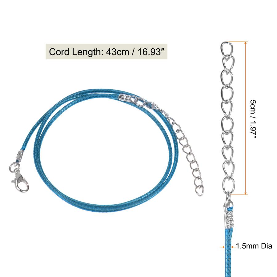 uxcell ワックスネックレスコードバルク　クラスプ付きネックレスストリングロープ　43cm長さ　1.5mm直径　スカイブルー　10個｜soten｜03