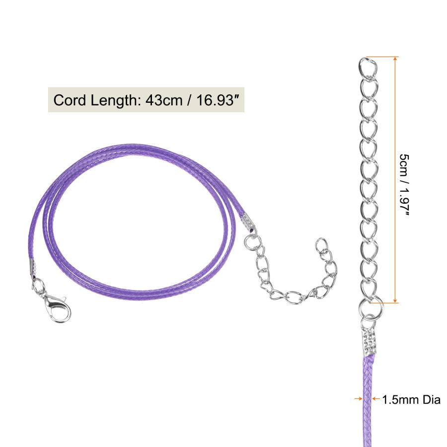 uxcell ワックスネックレスコードバルク　クラスプ付きネックレスストリングロープ　43cm長さ　1.5mm直径　ライトパープル　10個｜soten｜03
