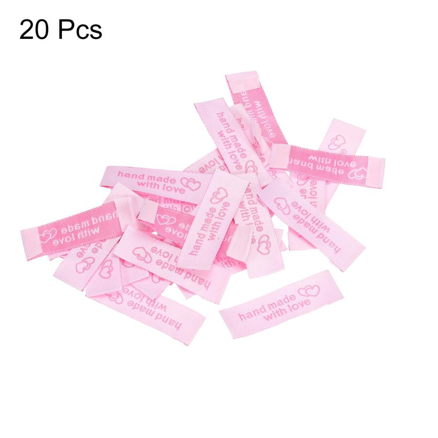 uxcell ハンドメイド刺繍ラベルタグ ラブソーイングラベル付き 衣料品縫製用 ピンク 20個｜soten｜04