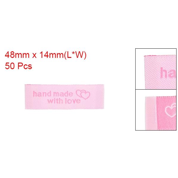 uxcell ハンドメイド刺繍ラベルタグ ラブソーイングラベル付き 衣料品縫製用 ピンク 50個｜soten｜02