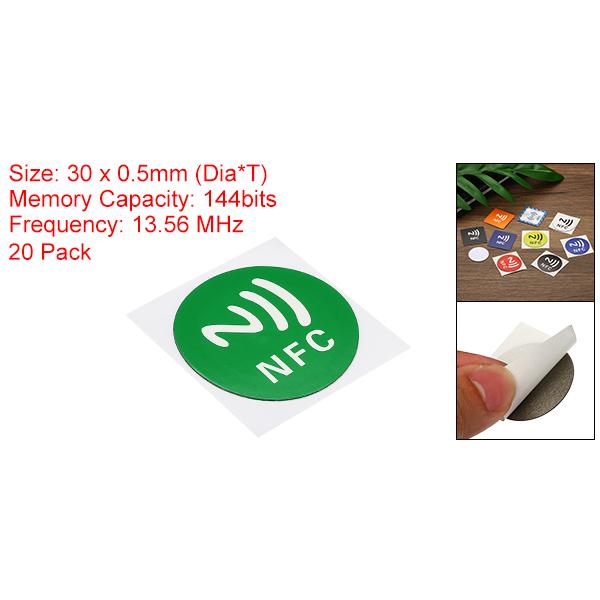 PATIKIL NFCステッカー 20個 NFC213 タグステッカー 144バイト ブランク 円形 30mm直径 NFCタグ 電話 グリーン｜soten｜02