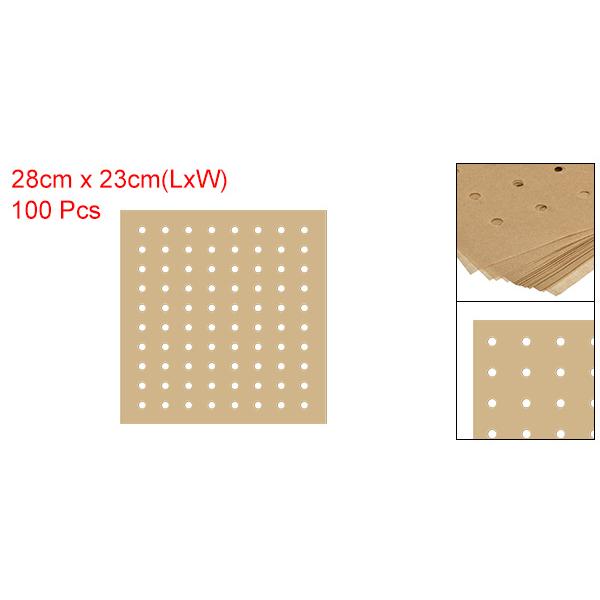uxcell 100個入り長方形エアフライヤーライナー クッキングシート ノンスティック オイルプルーフ ブラウン｜soten｜02