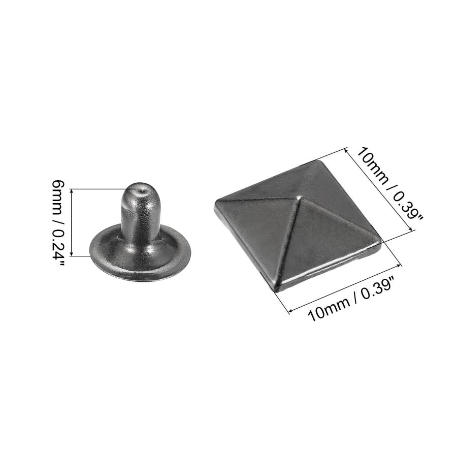 uxcell リベット 10mm ピラミッドラピッドリベット スタッズ 正方形