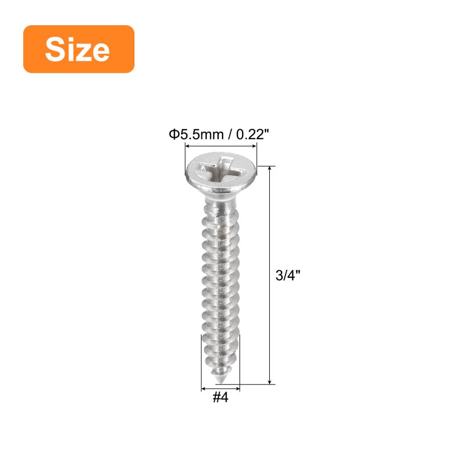 uxcell 木ネジ #4x19.1mm 平頭プラスセルフタッピングねじ 304