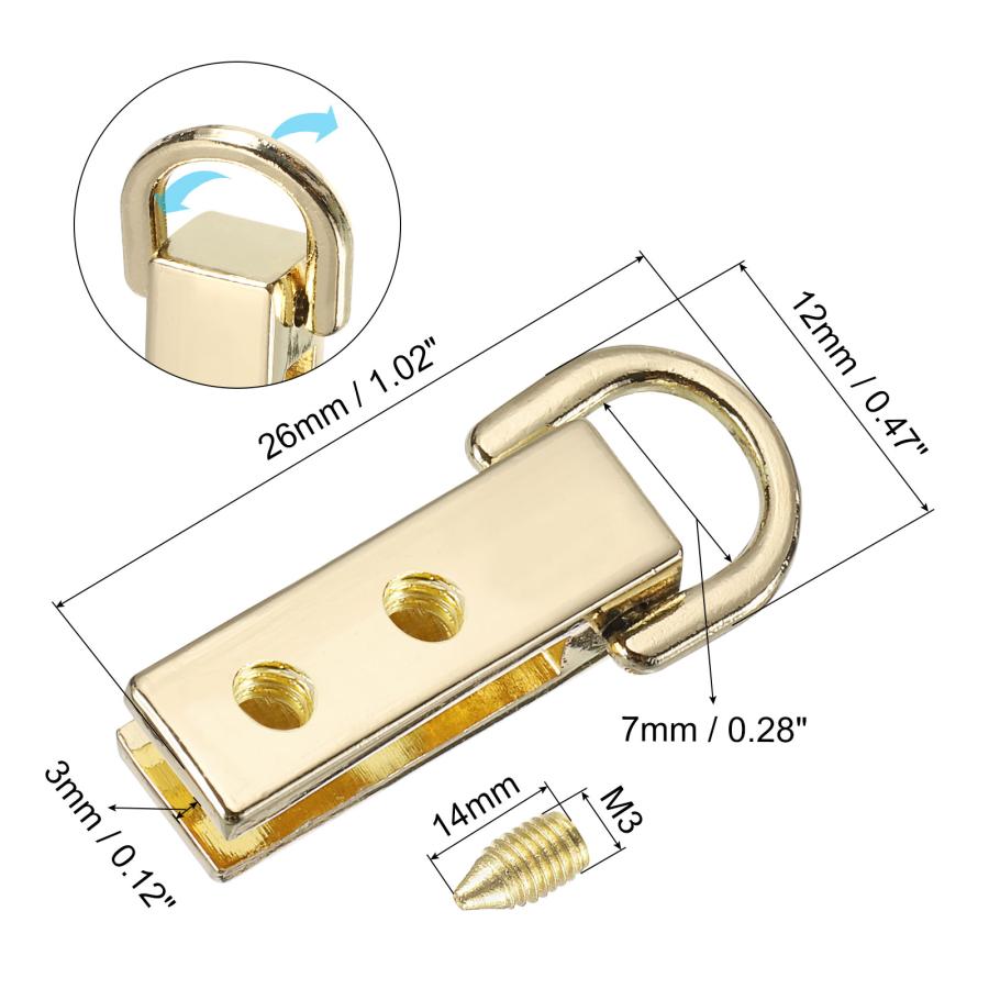 uxcell バッグサイドクリップバックル 7mm 金属製 吊り下げ