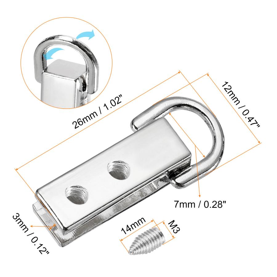 uxcell バッグサイドクリップバックル 7mm 金属製 吊り下げ