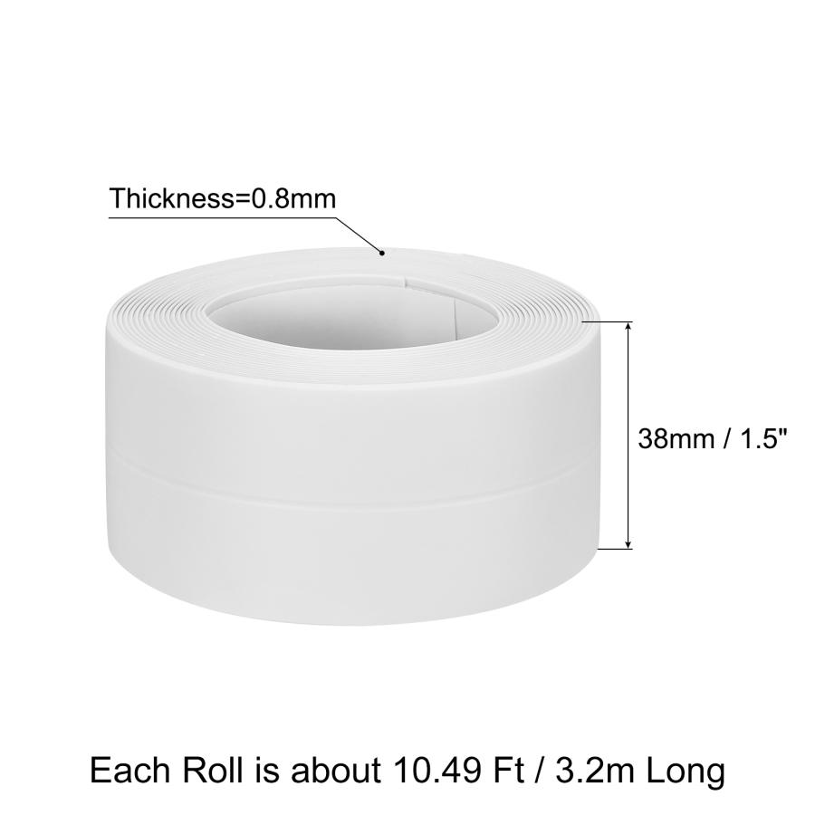 uxcell コーキングストリップテープ PVC自己粘着防水コーキングテープ バスルーム トイレ 3.2 Mx38mm ホワイト 1個入り｜soten｜03