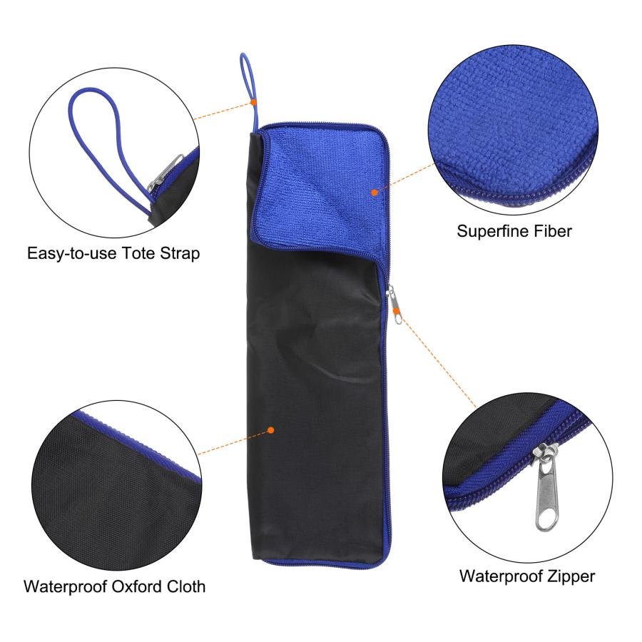 uxcell ウェット傘バッグ 超極細ファイバー 可逆的な傘スリーブカバー ポータブル防水ケース 保管 持ち運び ブルー 35cmx12.5cm｜soten｜05