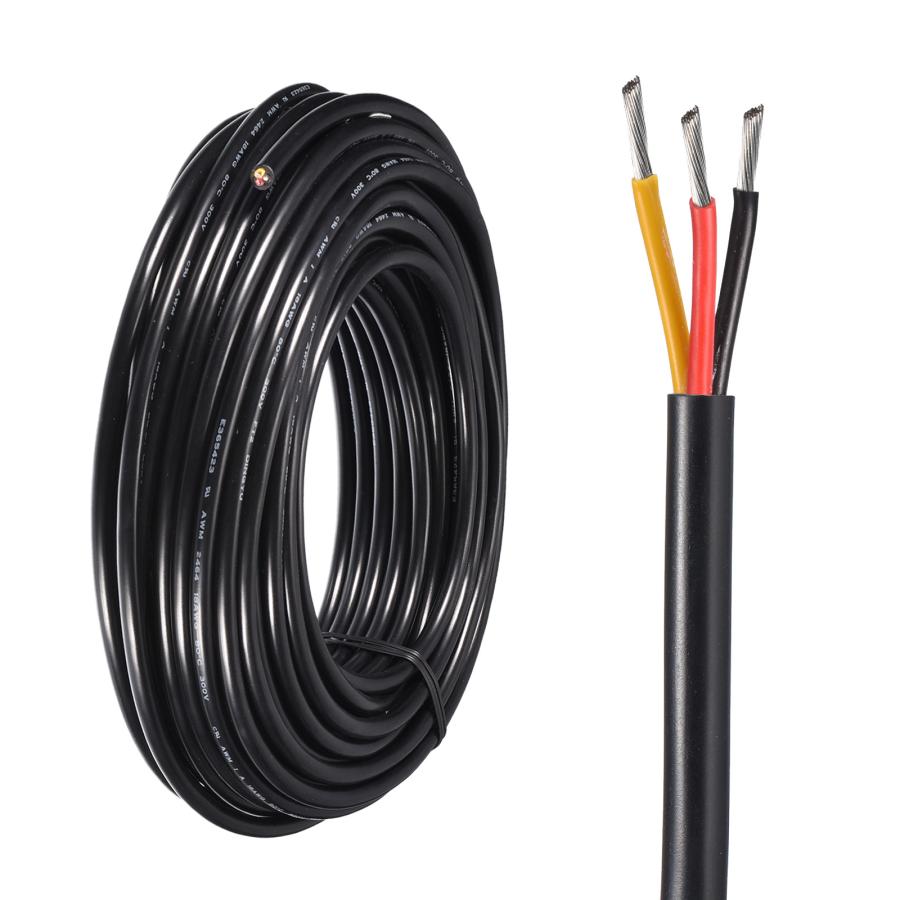 uxcell 電源ケーブル 3芯電線 18AWG 20m UL2464電線 PVC コード銅線