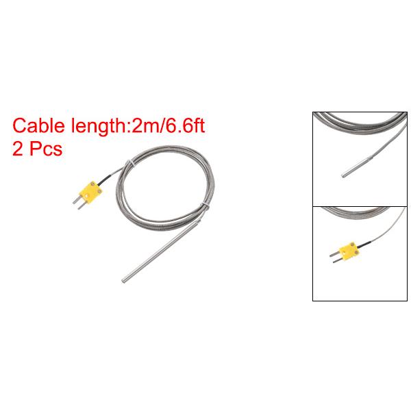 uxcell Kタイプ熱電対 プラグ付き メーター温度センサープローブ 0〜600℃ ステンレス鋼 5x100mm 2mワイヤー 2個入り｜soten｜02