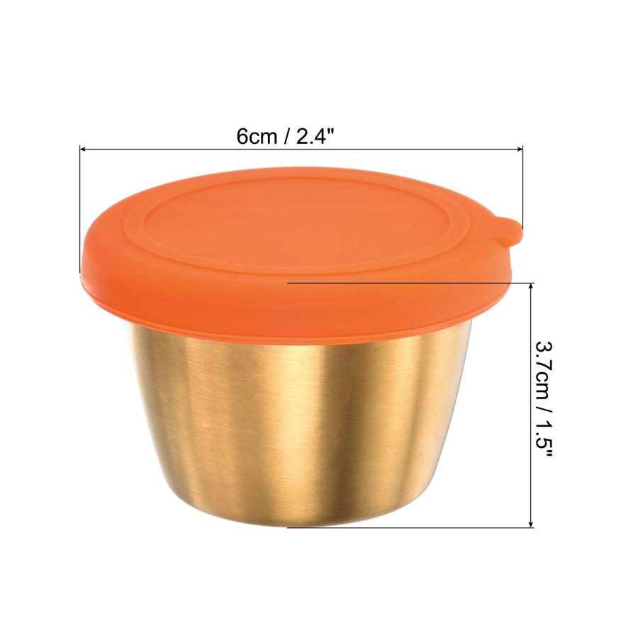 uxcell 3個セットのサラダドレッシング容器 2.4オンスのステンレス製調味料容器（フタ付き） ランチベントボックス オレンジ色｜soten｜03