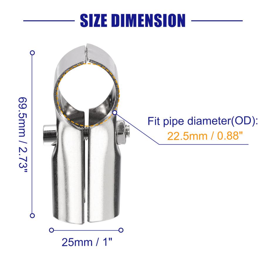 uxcell 構造パイプコネクタジョイントパイプクランプ 180度 2ウェイ ステンレス鋼 コーナー金具 25mm外径チューブ用 シルバー 10セット｜soten｜06