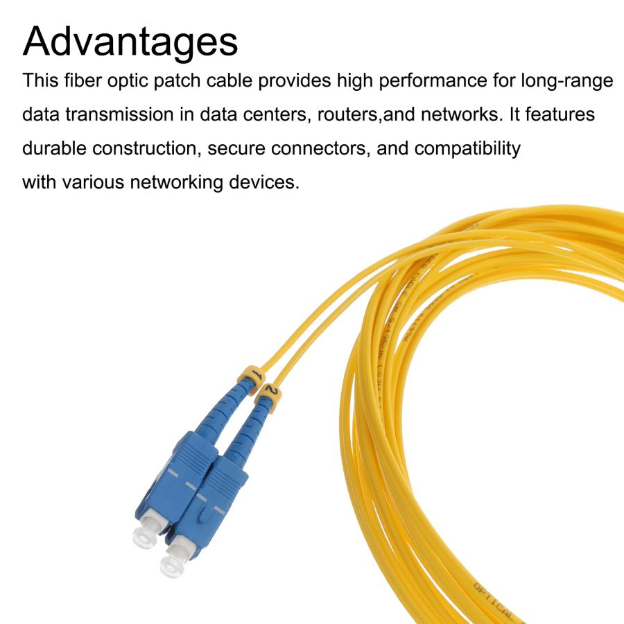 uxcell シングルモードデュプレックス光ファイバパッチケーブル LSZH 光ファイバジャンパ LCへSC 3M 5個入り｜soten｜05