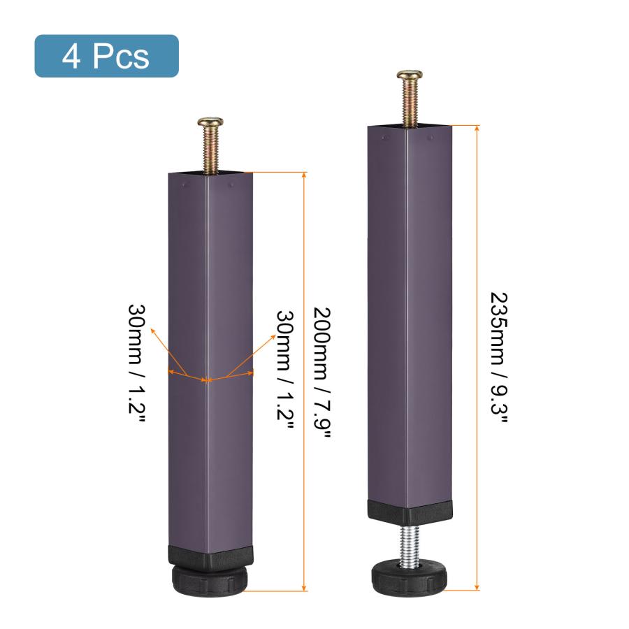 uxcell 高さ調節可能なベッドフレームサポートレッグ 交換 ベッドレールサポート ライザー 200mm-235mm グレー 4個入り｜soten｜03