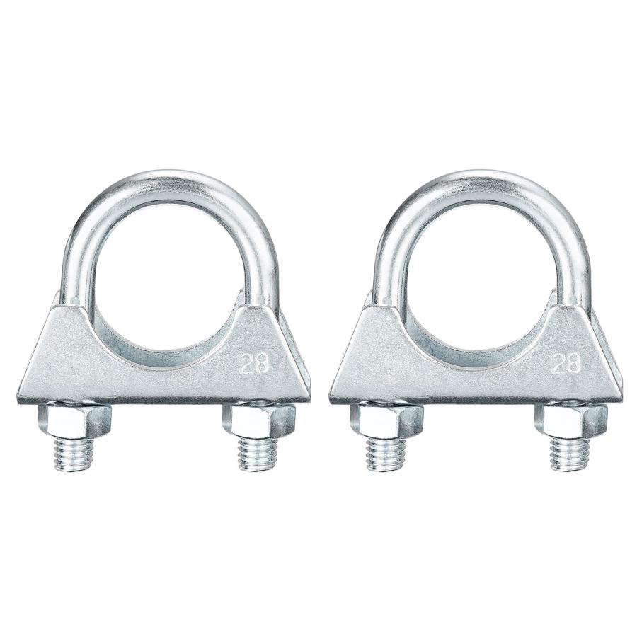 uxcell マフラーUボルトクランプ 28mm径エキゾーストテールパイプ用 排気Uクランプサドルタイプ Uボルトクランプ 2個