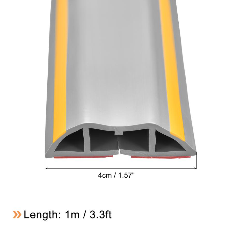 uxcell フロアコードカバー PVCコードカバーフロア ワイヤーカバー 延長コード 防止ケーブルトリップ用 D40 1 M イエロー グレー｜soten｜03