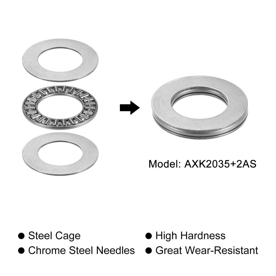 uxcell AXK2035 スラストニードルローラーベアリングとワッシャー 20mm内径 35mm外径 2mm厚さ 4個セット : ソウテン ...