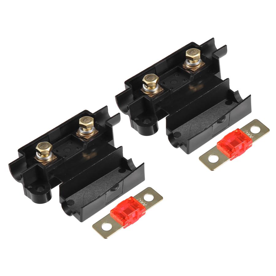 uxcell 200Aヒューズ インラインホルダー付き 電気保護ヒューズブル カーオーディオ ビデオステレオ用 ブラック 2セット