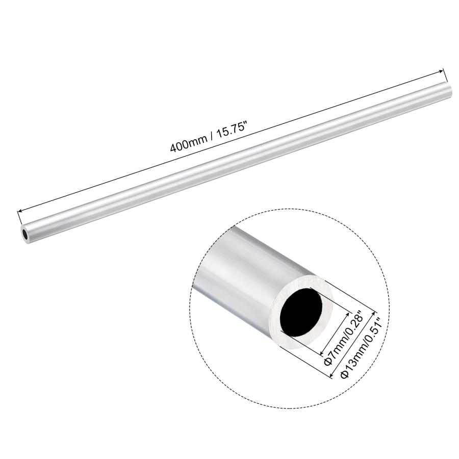 uxcell 6063 アルミニウム丸パイプ 外径13 mm 内径7mm 長さ400mm 産業 