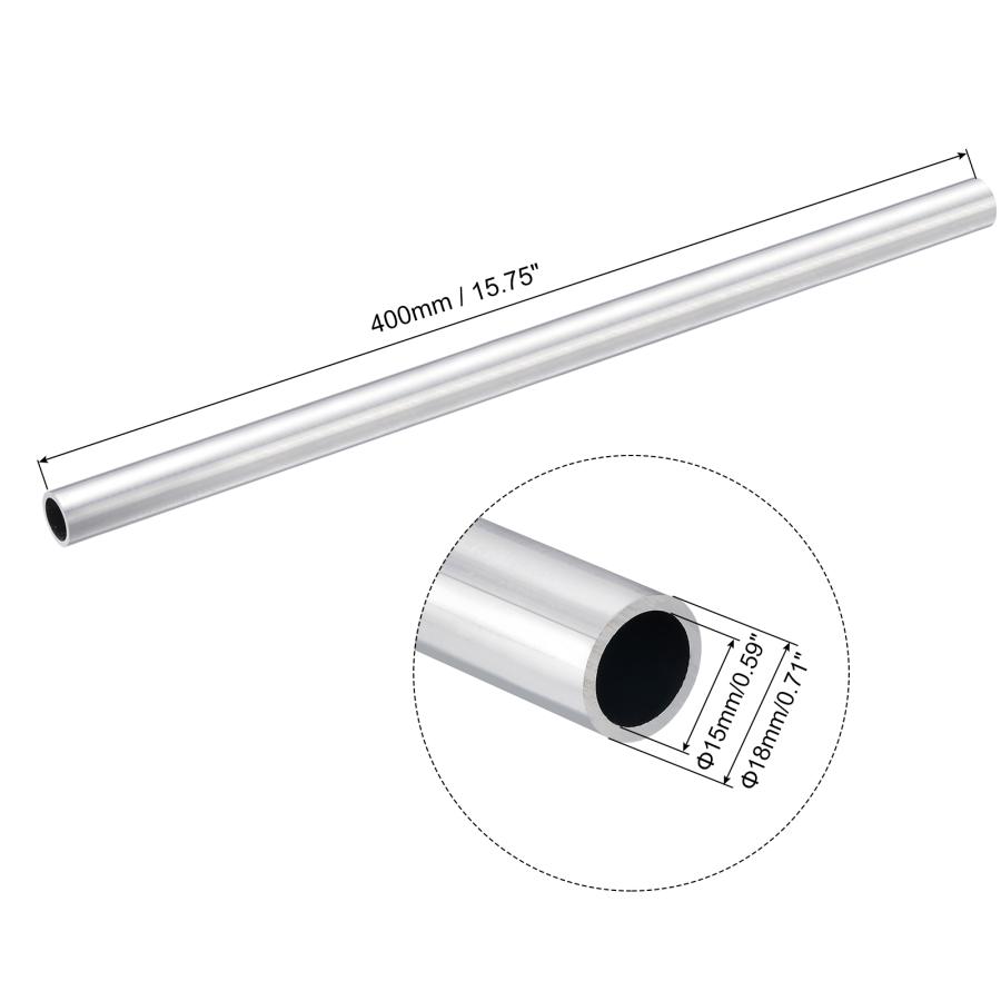 uxcell 6063 アルミニウム丸パイプ 外径18mm 内径15mm 長さ400mm