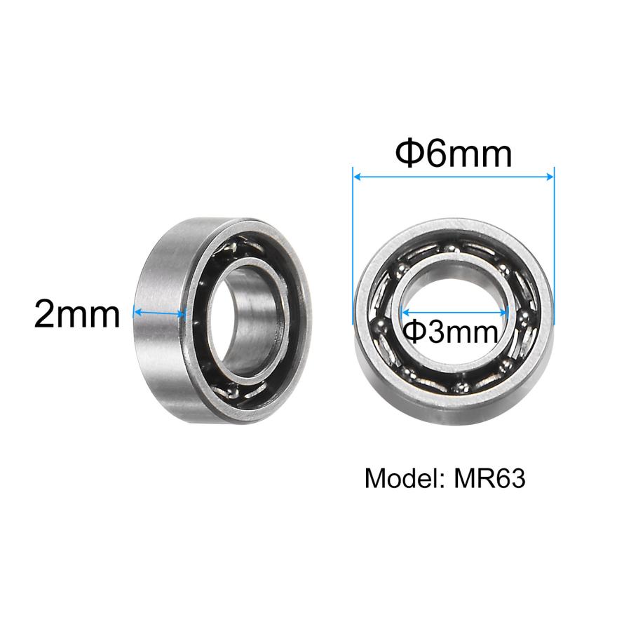 uxcell 20個 MR63ディープグルーブボールベアリング3x6x2mm クロム鋼ミニチュアベアリング P6 AB EC 3 : ソウテン ...
