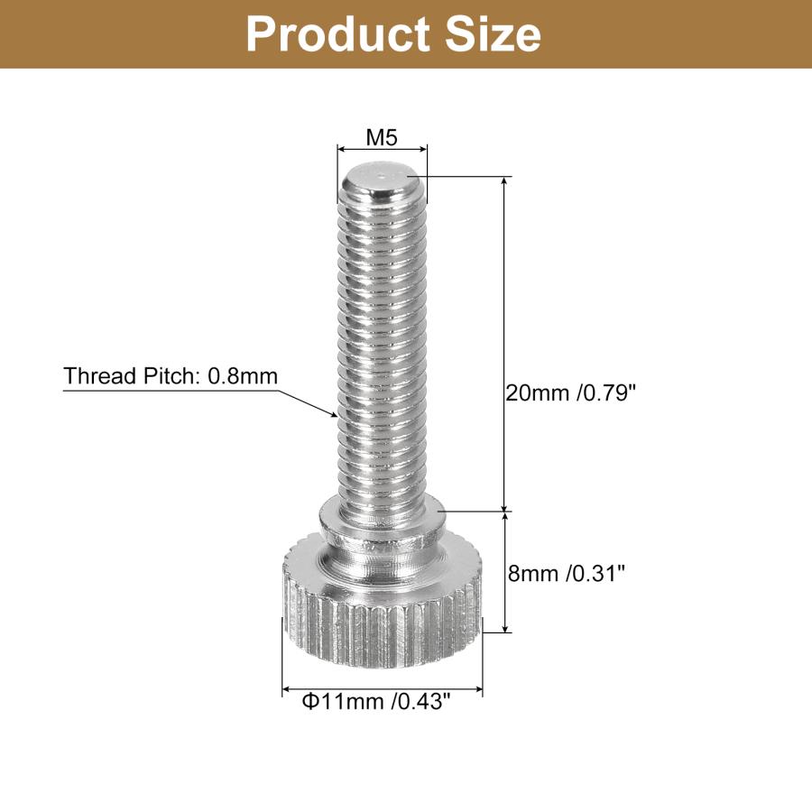 uxcell M5x20mm ニードル付きネジ 6個 真鍮製 ニードル付きネジボルト ショルダーグリップノブ ファスナー シルバートーン｜soten｜03