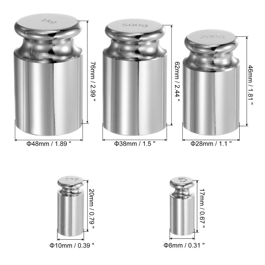 uxcell 12個 校正重量セット 5g 10g 200g 500g 1kg M1精密 クロム 