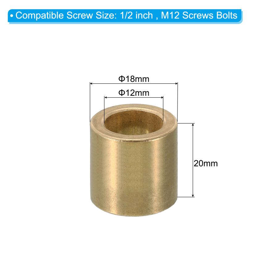 PATIKIL M12真鍮スペーサー 4個セット 真鍮 12mm 内径x18mm 外径x20mm