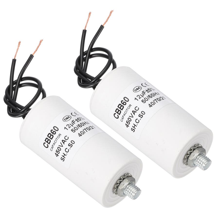 PATIKIL CBB60 14uf Funzione Condensatore,2pz AC 450V 2 Fili 50/60Hz Cilindro 72x40mm per Acqua Pompe, Lavaggio Macchine Motore Avvio