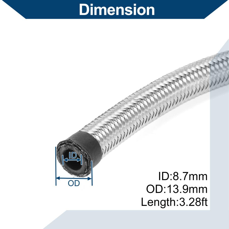 Hihaha AN6 燃料ラインホース 3.28ft 8.7mm(ID) 13.9mm(OD) バキューム