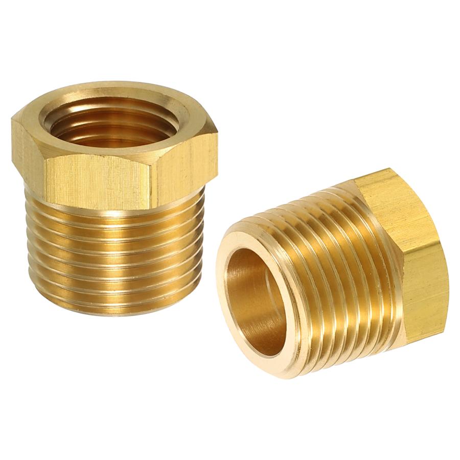 uxcell 2個3/8 BSP Tメスx1/4 N P Tメス真鍮縮小六角ブッシングねじ管継手、水、油パイプラインシステム用真鍮ねじ管継手 ...