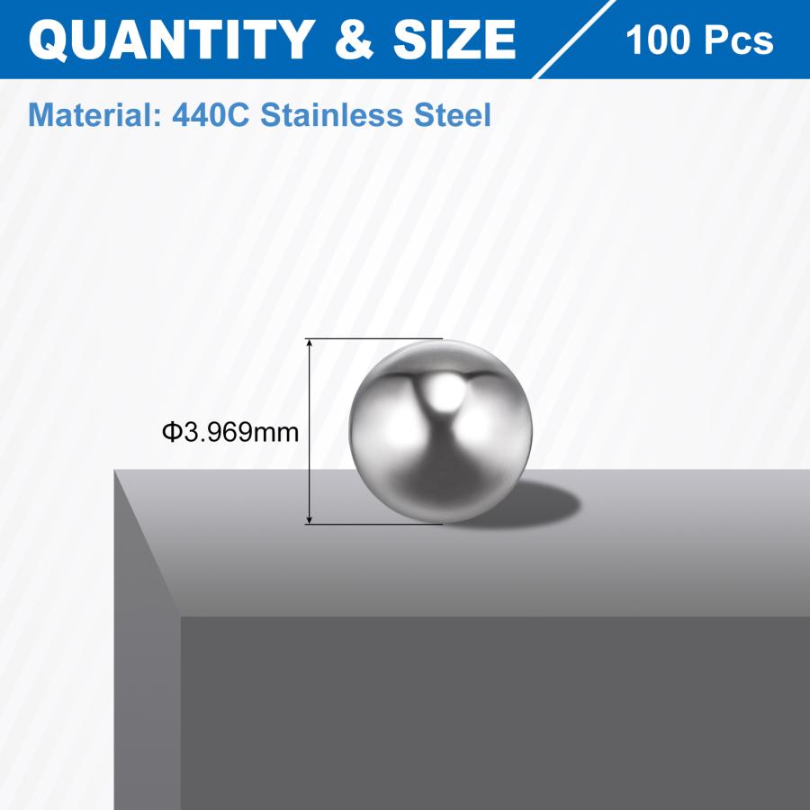 uxcell ベアリングボール 3.97mm スチールボール 精度G10 精密ボール