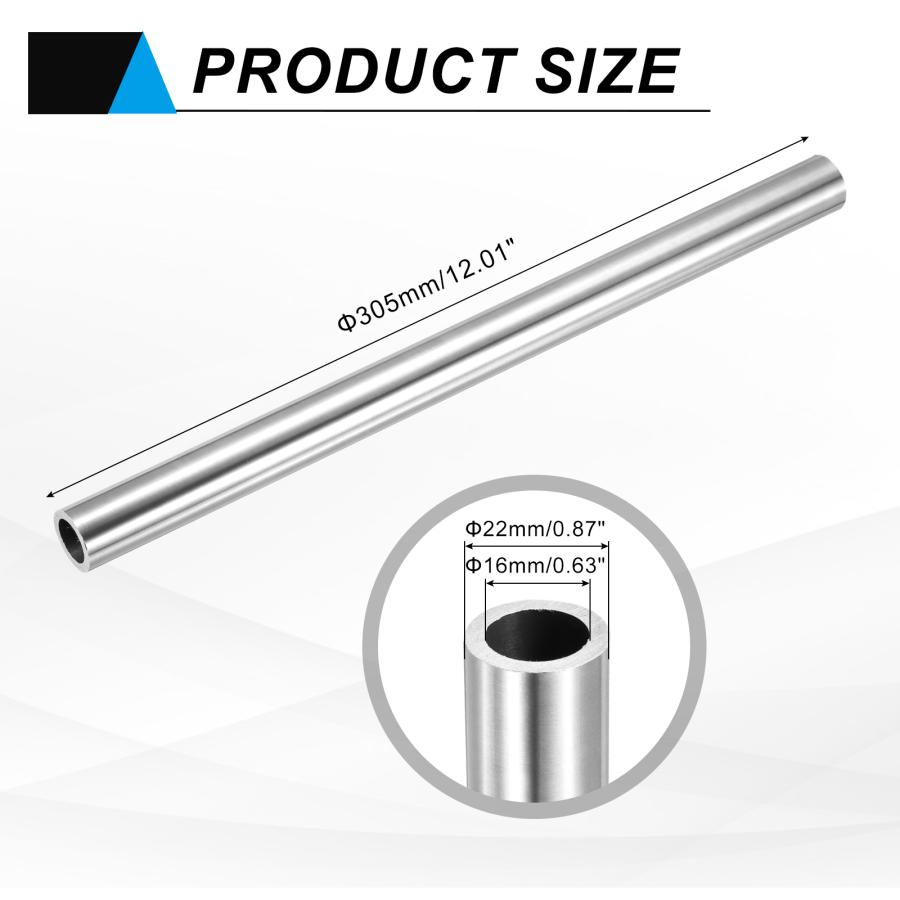 uxcell 304 ステンレス 鋼 パイプ 16mm 内径 22mm 外径 305mm 長さ 丸