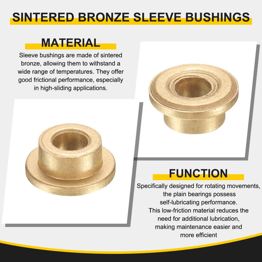 uxcell 10個 フランジ スリーブ ベアリング 8mm 内径 x 12mm 外径 10mm