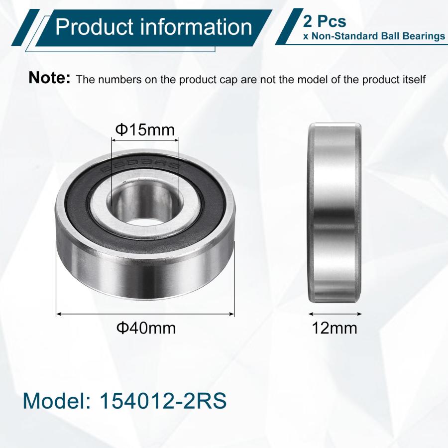 uxcell 2個 154012-2RS 非標準ボールベアリング 内径15mm×外径40mm×幅