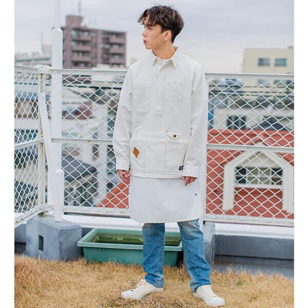 Gron グローン 綿麻クラフトマンシャツ メンズ レディース エプロン型の長袖tシャツ アウトドア キャンプ q ファッション コーデ 焚き火 ブッシュクラフト Gro 1114ow ss 外遊びの専門店cam Com 通販 Yahoo ショッピング