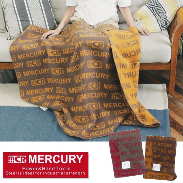 MERCURY マーキュリー ファイヤープルーフ(防炎) ブランケット パターンマスタード/パターングレー ひざ掛け 大判 防災グッズ