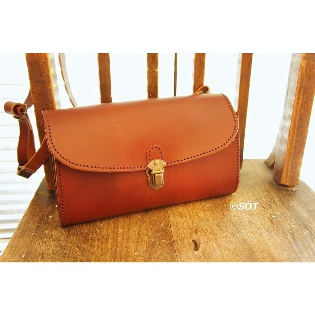 ショルダーバッグ お財布ポシェット ポーチ ビーンクラッチ ヌメ革  