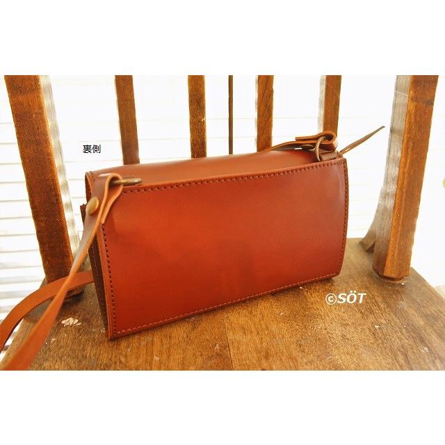 ショルダーバッグ お財布ポシェット ポーチ ビーンクラッチ ヌメ革  